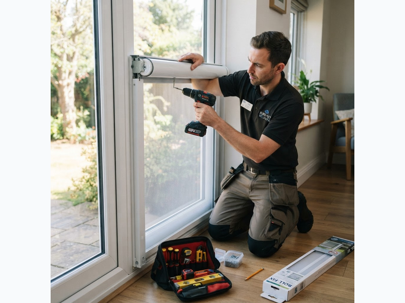 Design Square technician completing a precision mosquito net installation